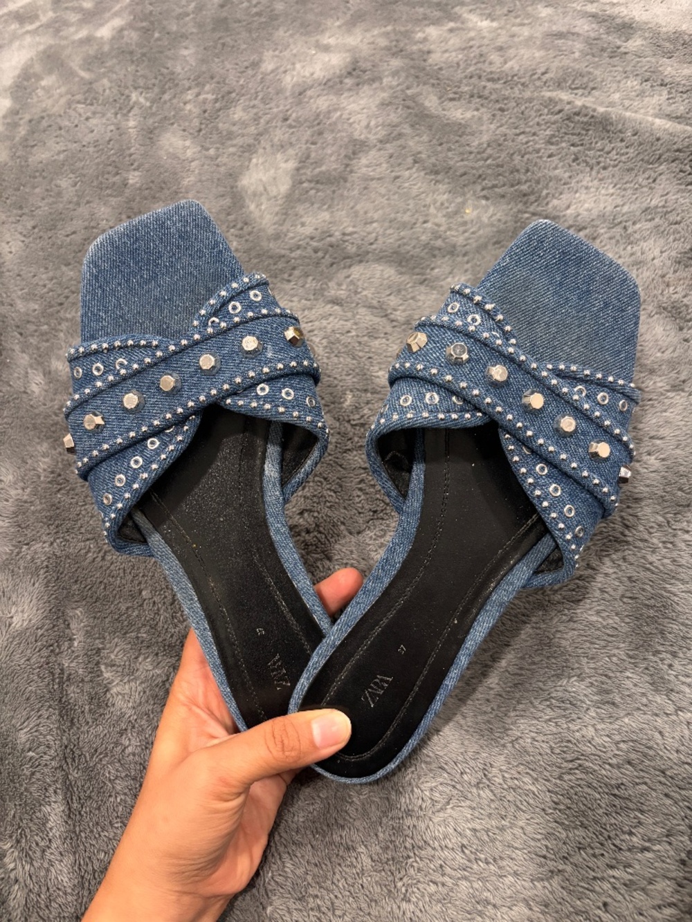 Zara Denim Slides
